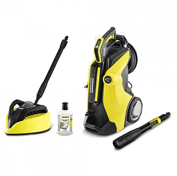 Bild von Kärcher K 7 Premium Smart Control Home in gelb und zubehoer und reinigungsmittel